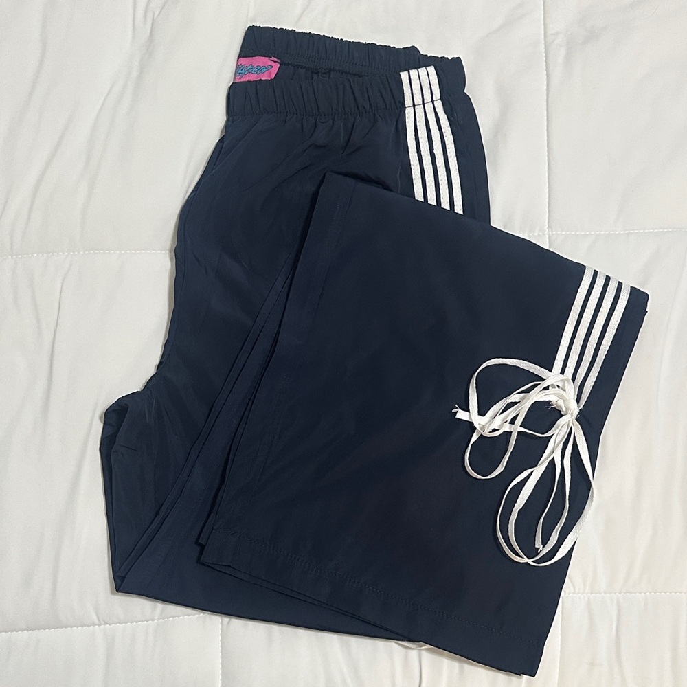 Never Worn Edikted navy blue track pants with white bows